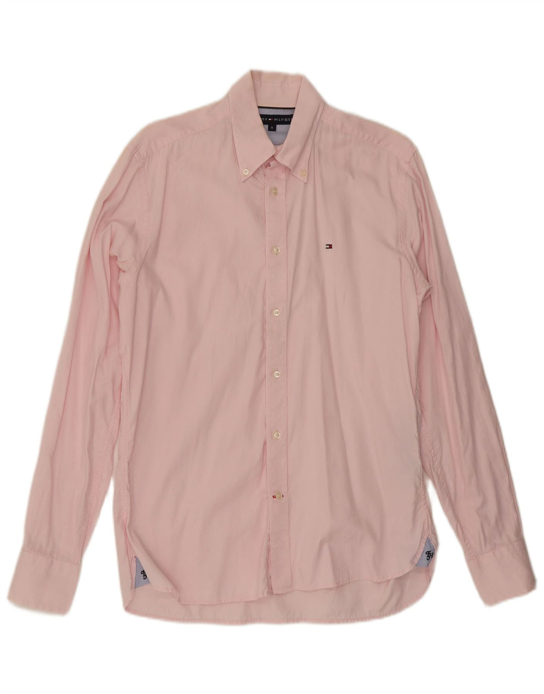 Camisa masculina Tommy Hilfiger pequena rosa algodão