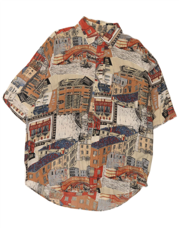 Camisa masculina vintage de manga curta 2XL multicolorida