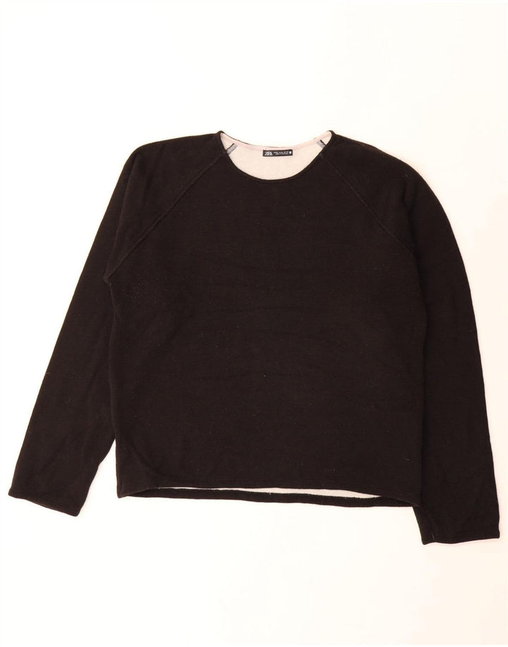 ZARA moletom feminino oversized jumper UK 14 médio preto poliéster