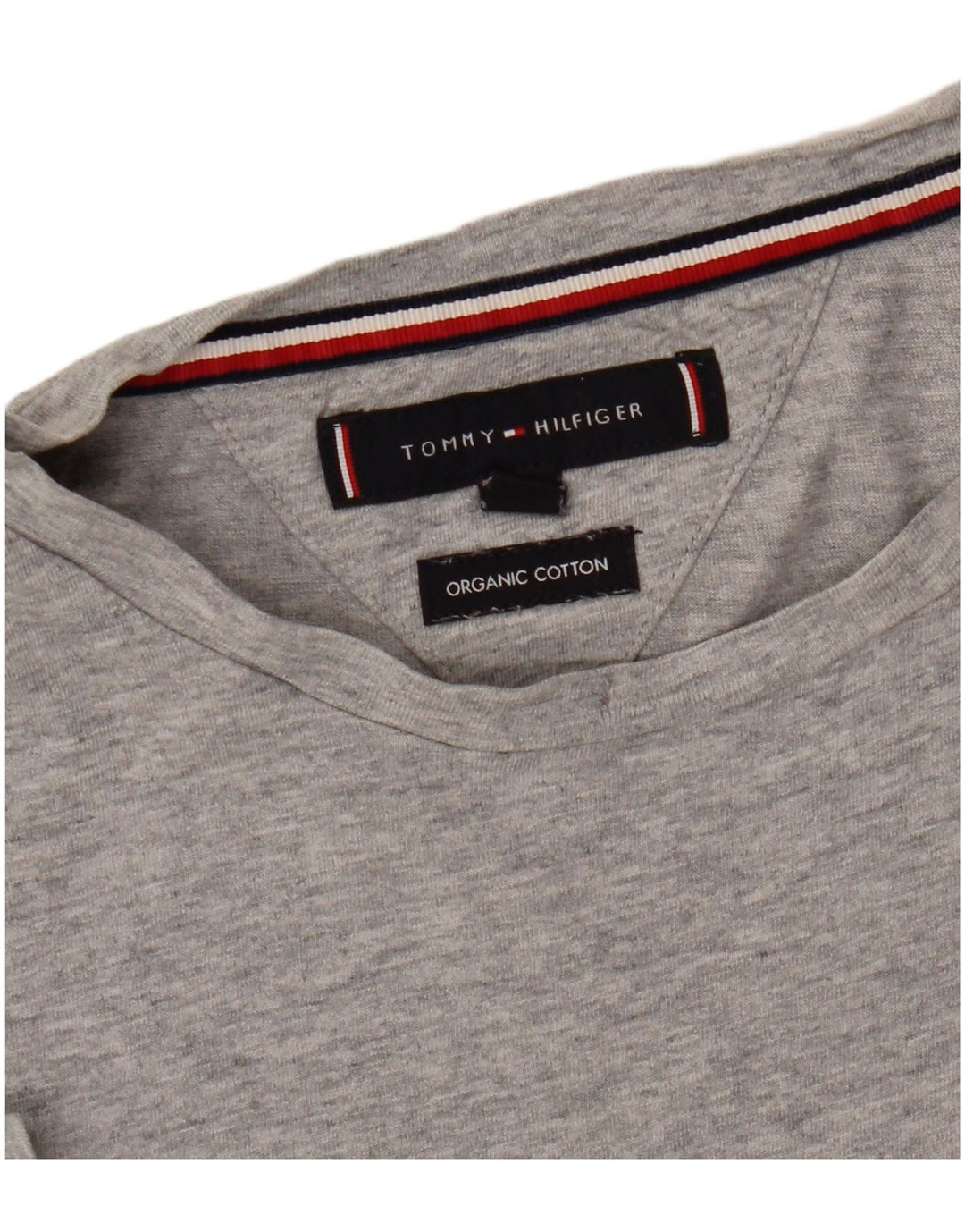 Camiseta masculina Tommy Hilfiger com estampa gráfica pequena de algodão cinza