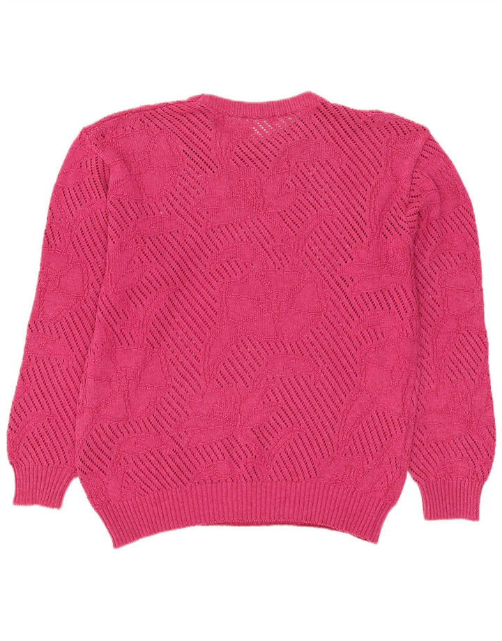 Almira Suéter feminino oversized com gola redonda IT 40 algodão rosa pequeno