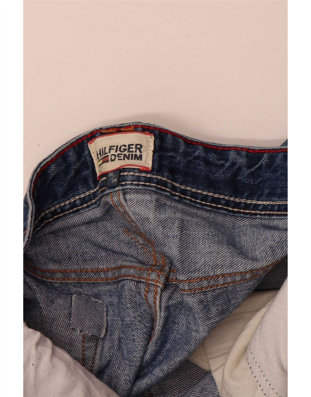 Jeans retos masculinos Tommy Hilfiger W36 L34 algodão azul