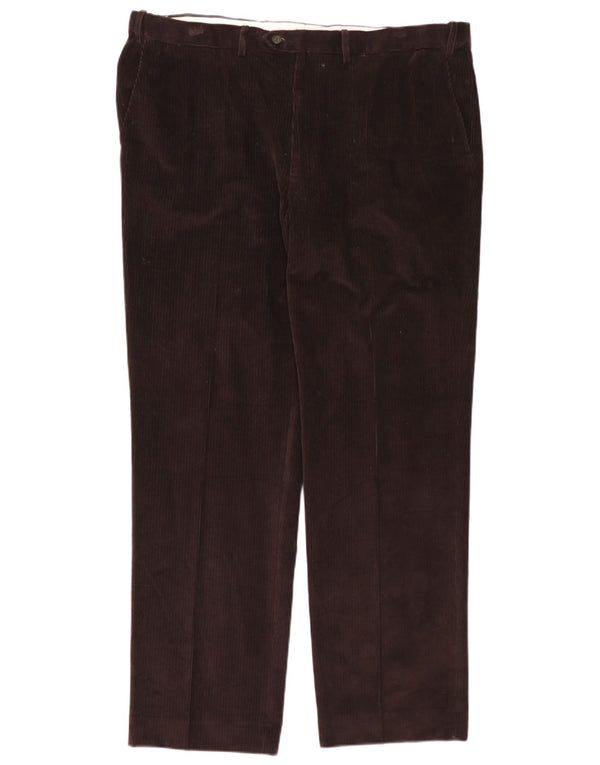 Calça masculina reta de veludo cotelê Marks & Spencer W42 L33 algodão marrom