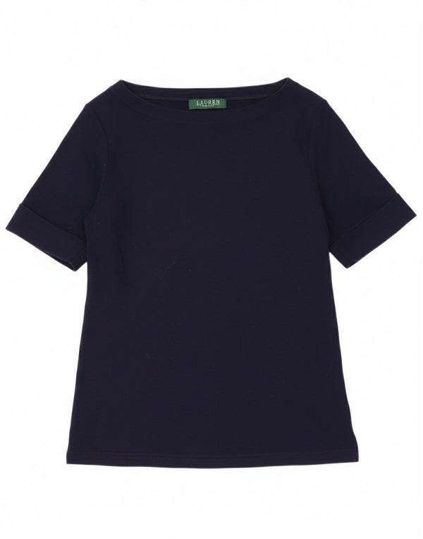 Blusa feminina Ralph Lauren UK 10 pequena azul marinho