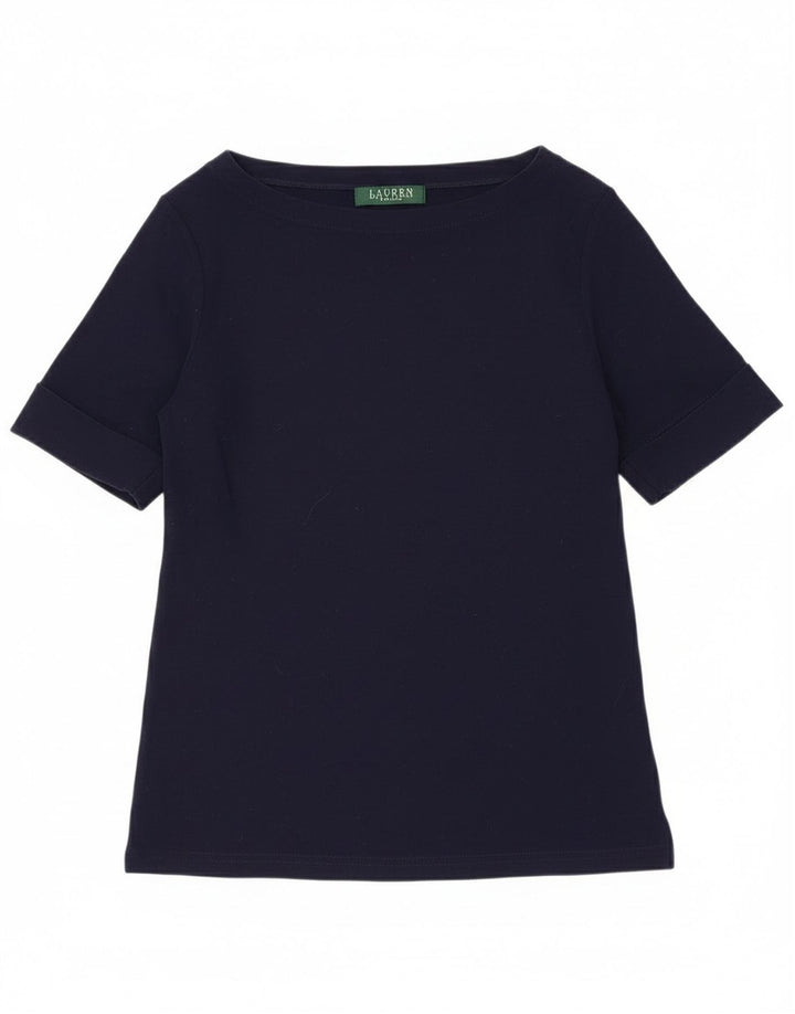 Blusa feminina Ralph Lauren UK 10 pequena azul marinho
