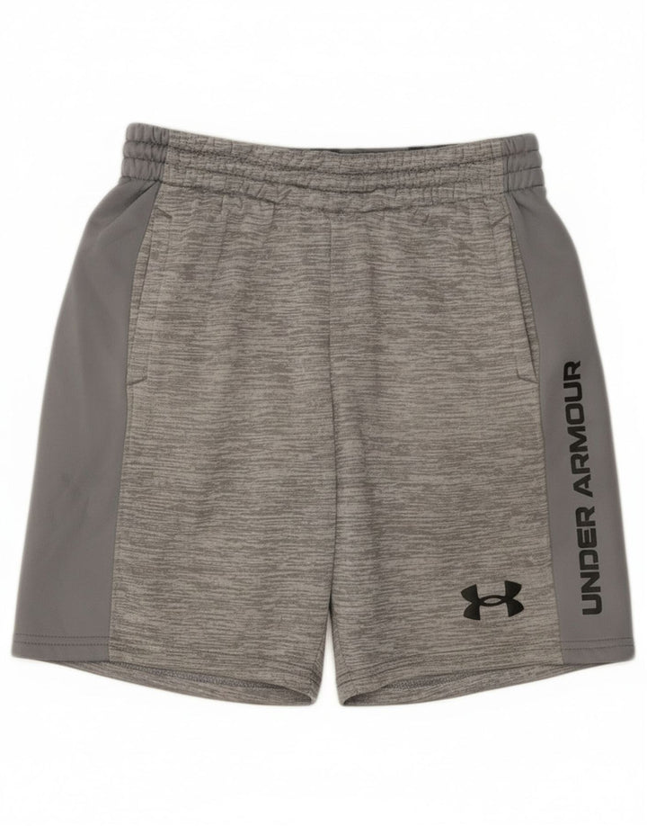 Shorts esportivos gráficos Under Armour Boys 9-10 anos cinza médio manchado