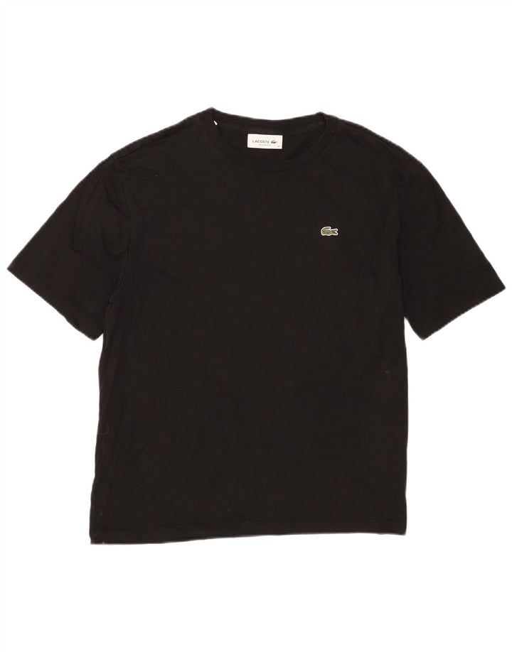 Camiseta feminina Lacoste com ajuste relaxado tamanho superior 38 algodão preto médio