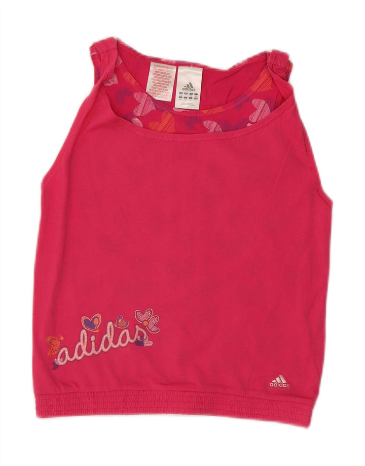 ADIDAS Meninas Graphic Vest Top 9-10 Anos Rosa Algodão