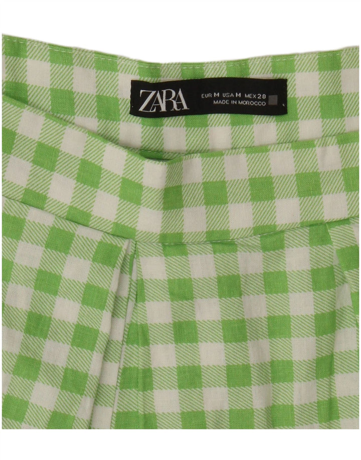 Zara Shorts feminino casual pegged médio W28 verde guingão