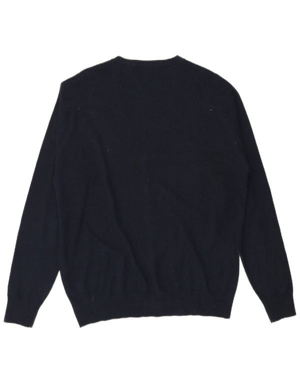 Suéter cardigã masculino Trussardi IT 54 XL lã azul marinho