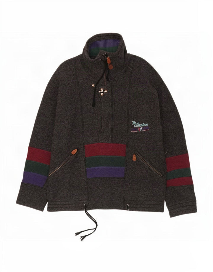 Jaqueta Anorak de malha masculina da American, grande, cinza, lã colorblock