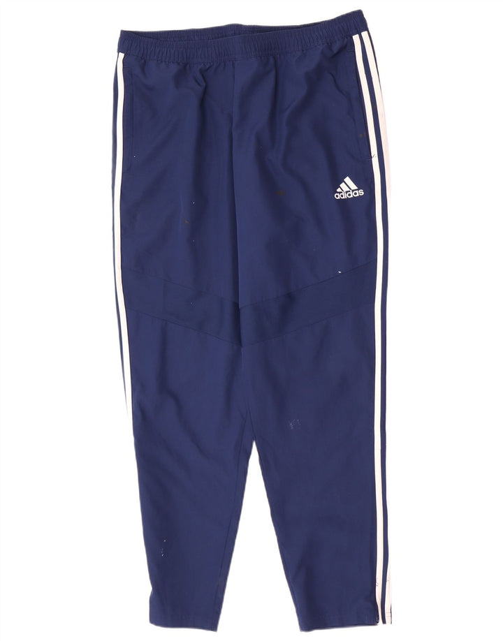 Calça de treino masculina Adidas Climalite grande poliéster azul marinho