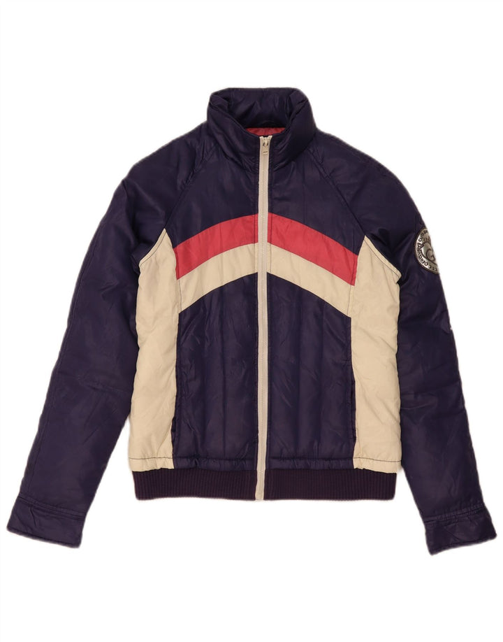Jaqueta acolchoada feminina Gaudi IT 42 poliéster colorblock azul marinho médio