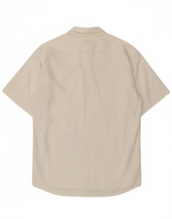 Camisa masculina de manga curta Stefanel de algodão branco médio