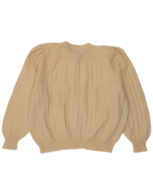 Suéter Cardigan Feminino Vintage UK 18 XL Bege