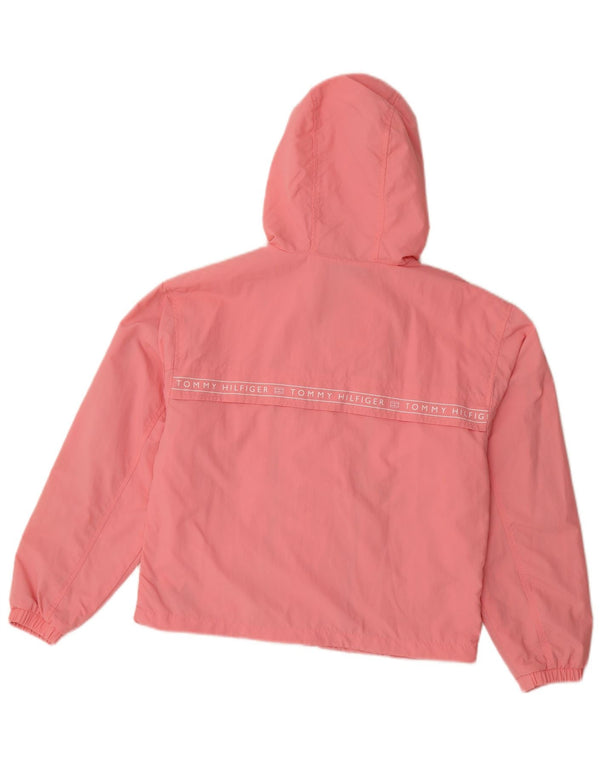 Jaqueta de chuva com capuz gráfico Tommy Hilfiger para meninas 13-14 anos rosa poliamida