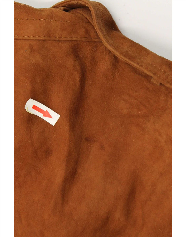 Jaqueta bomber masculina vintage de camurça Reino Unido 40 couro bege grande