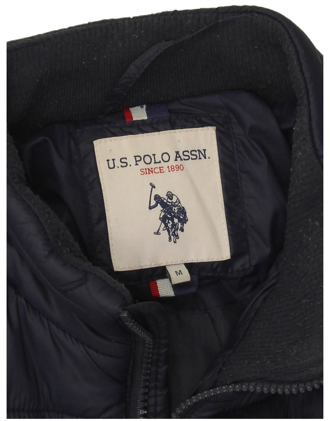 US Polo Assn. Jaqueta acolchoada masculina UK 38 médio azul marinho nylon