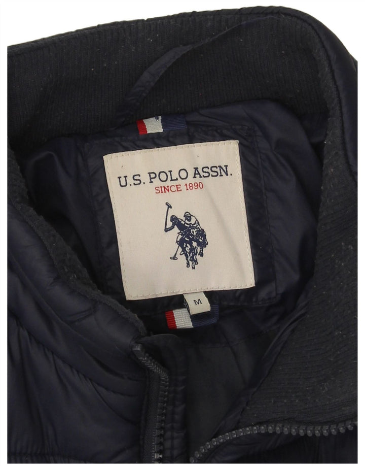 US Polo Assn. Jaqueta acolchoada masculina UK 38 médio azul marinho nylon