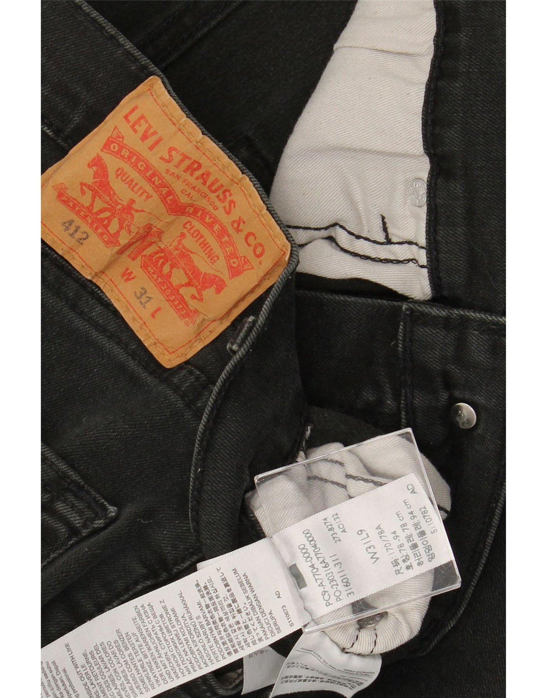 LEVI'S Masculino 412 Shorts Jeans W31 Médio Algodão Preto