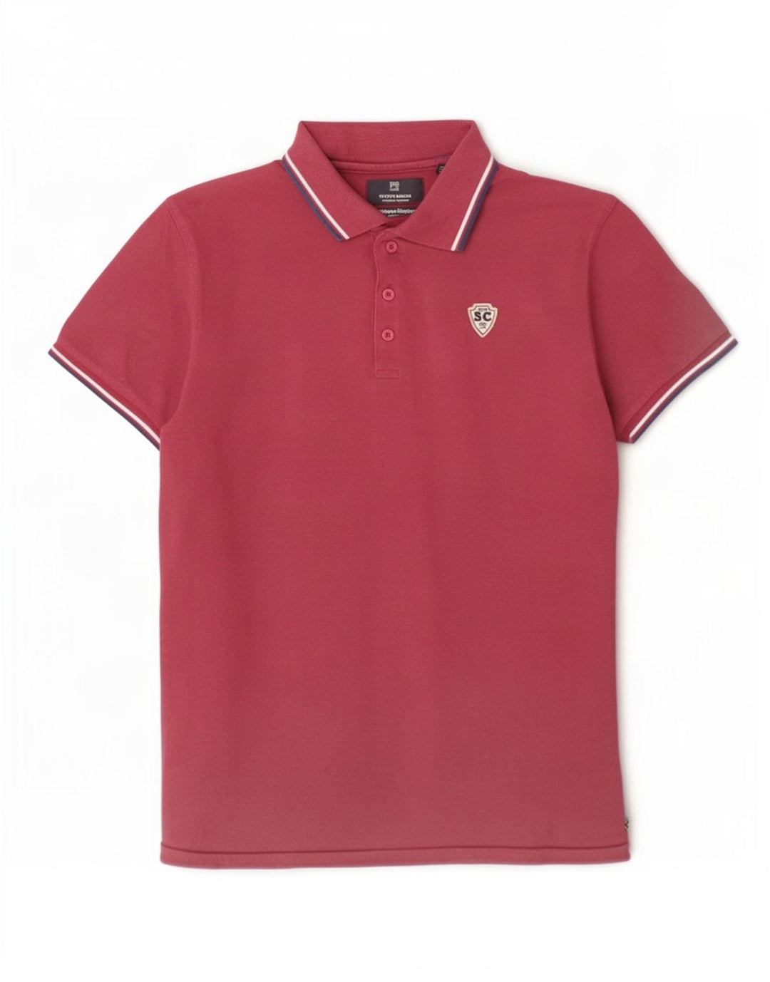 Camisa polo masculina Scotch & Soda grande de algodão listrado vermelho