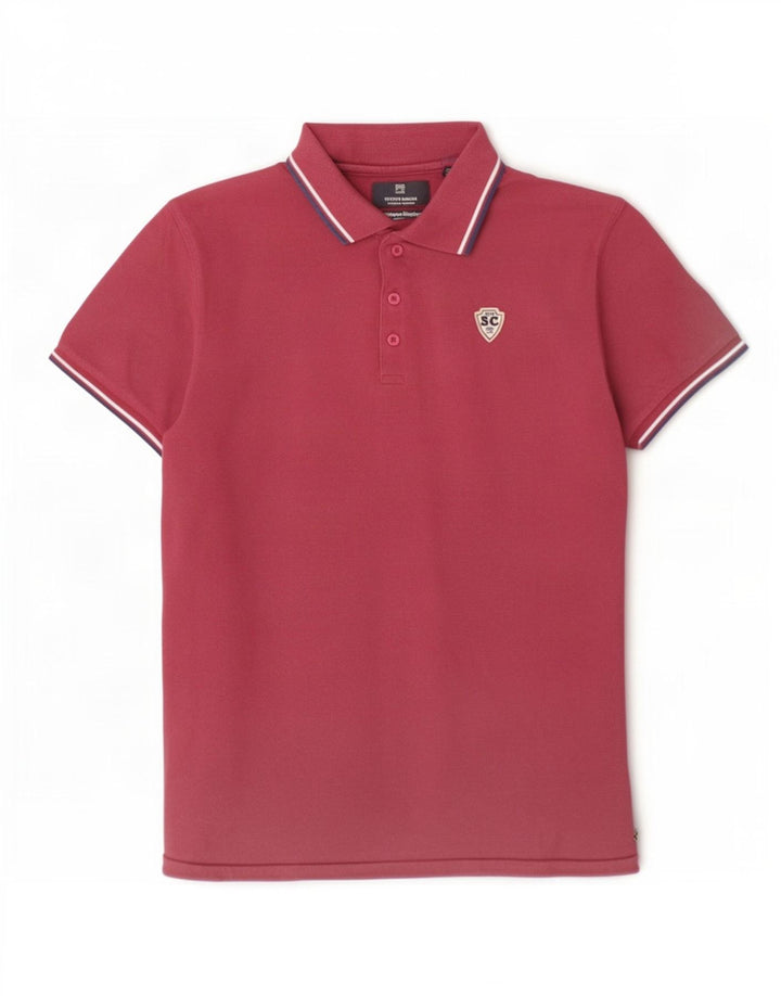 Camisa polo masculina Scotch & Soda grande de algodão listrado vermelho