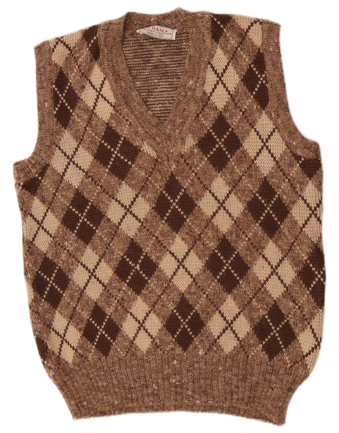 Regata masculina Dama com colete pequeno marrom Argyle/lã diamante