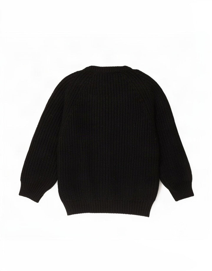 The Sweater Shop Suéter masculino com gola canoa médio preto de lã nova