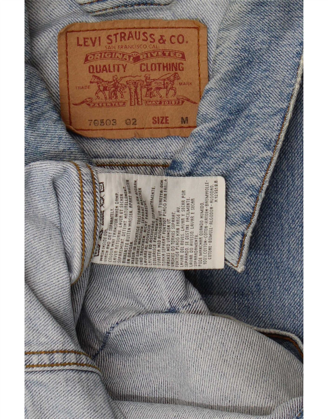 Jaqueta jeans masculina Levi's 70503 UK 38 algodão azul médio