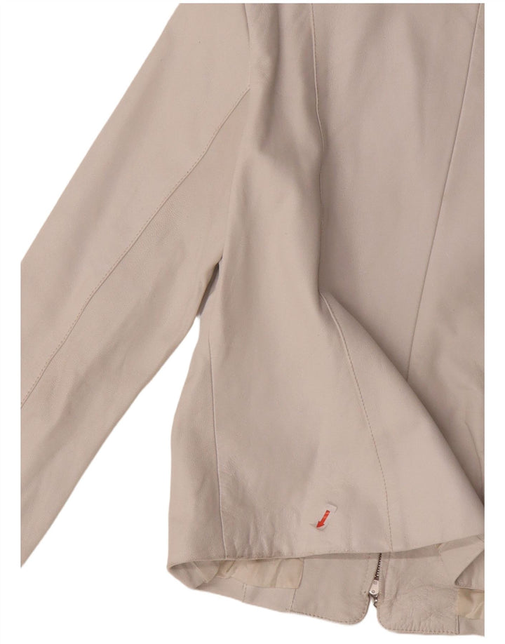 Jaqueta blazer feminina de couro Cabrini IT 40 couro branco pequeno