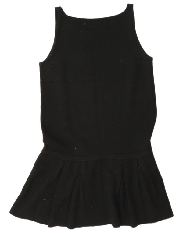 Vestido feminino Zara sem mangas com cintura baixa regular Reino Unido 14 grande preto acrílico