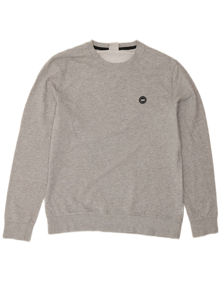 Jack & Jones moletom masculino jumper grande algodão manchado cinza