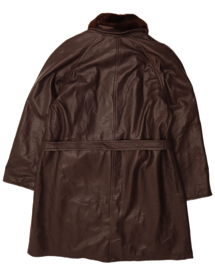 Casaco de couro feminino vintage IT 48 XL couro marrom