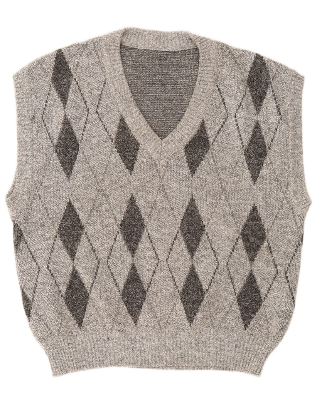 Regata masculina vintage com colete grande cinza Argyle/Diamante