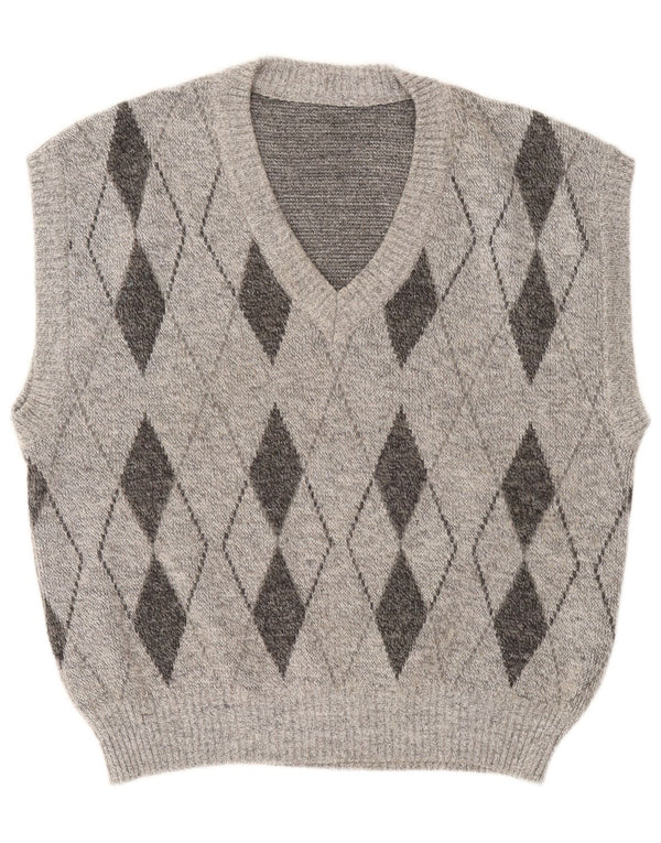 Regata masculina vintage com colete grande cinza Argyle/Diamante