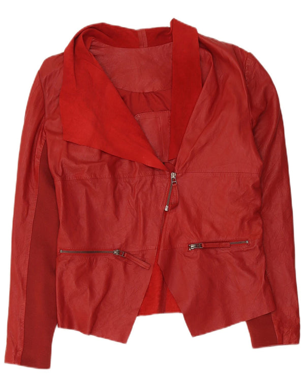 Jaqueta blazer feminina de couro Cigno Nero IT 42 vermelho médio