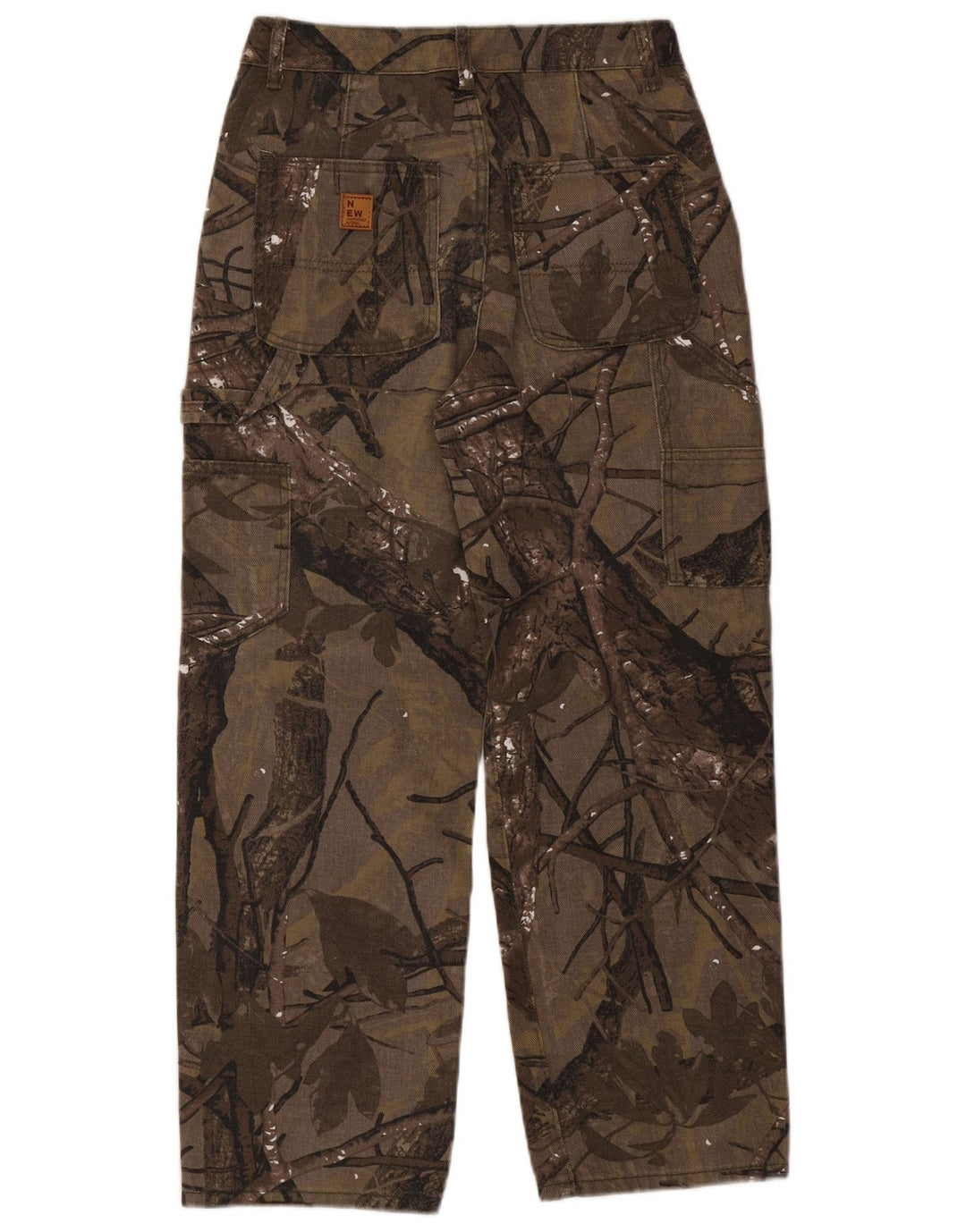 Calça cargo masculina VINTAGE reta média W30 L27 marrom floral