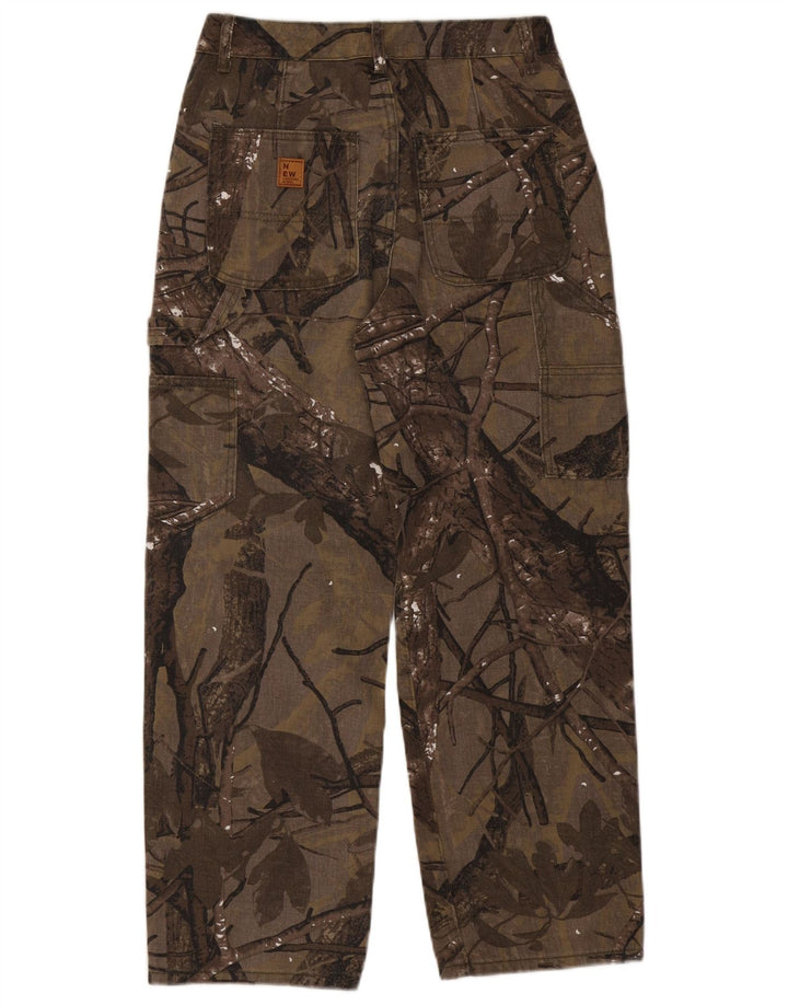 Calça cargo masculina VINTAGE reta média W30 L27 marrom floral