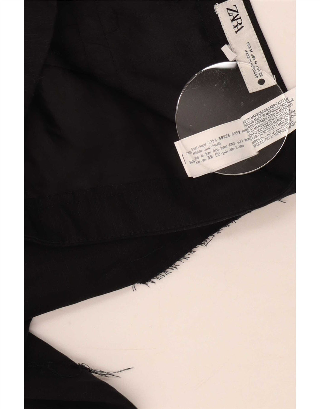 Zara Bermuda feminina média W28 preta Lyocell