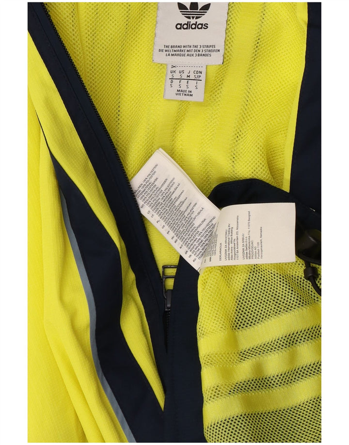 Adidas masculino pulôver com capuz jaqueta de chuva UK 36 pequeno amarelo colorblock