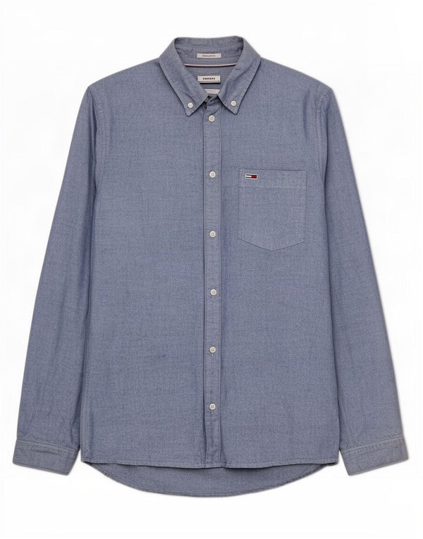 Camisa masculina Tommy Hilfiger Regular Fit médio algodão azul