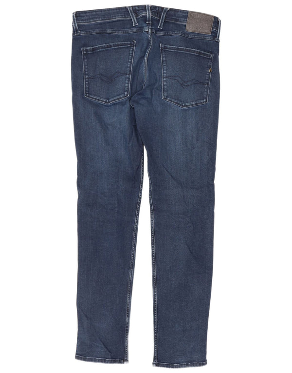 Replay Masculino Anbass Slim Jeans W36 L32 Azul Marinho Algodão