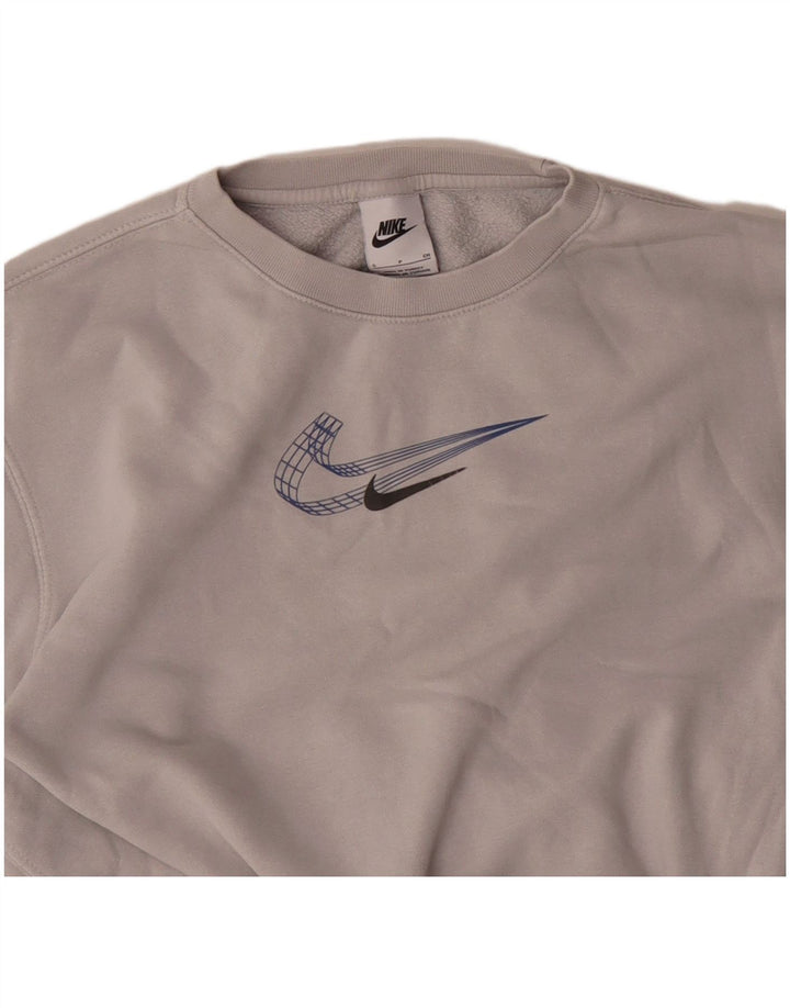 Moletom feminino Nike Jumper UK 8 pequeno cinza algodão