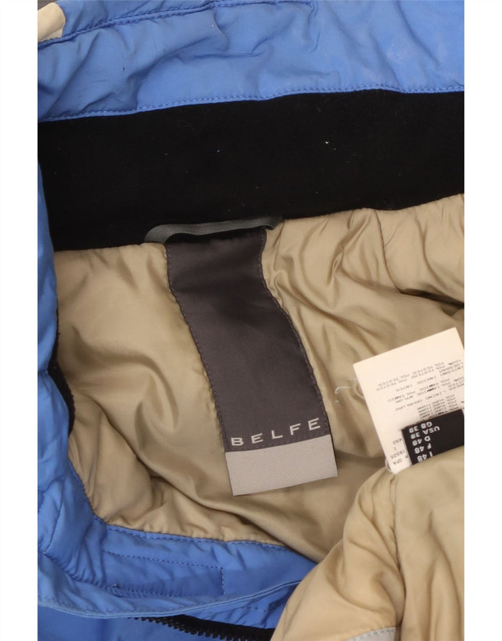Jaqueta corta-vento masculina Belfe com capuz UK 38 bloco colorido azul médio