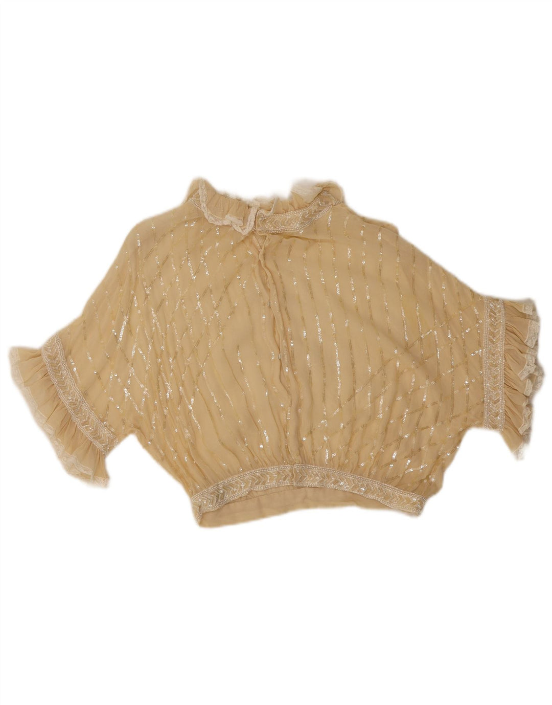 Blusa feminina Enzo Russo transparente transparente Reino Unido 16 grande bege