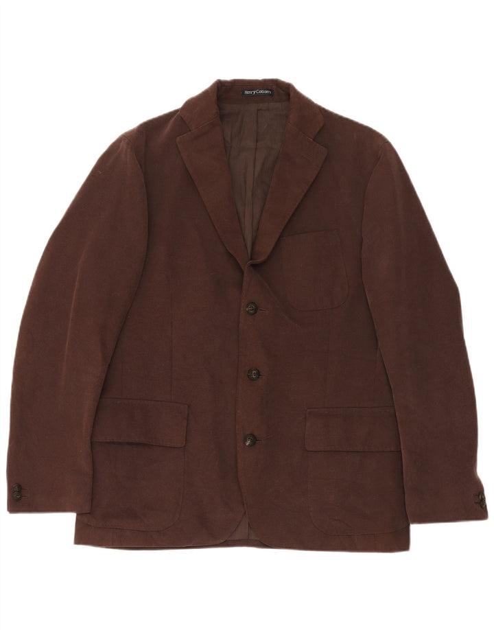 Jaqueta blazer masculina de 3 botões Henry Cottons IT 48 algodão marrom médio