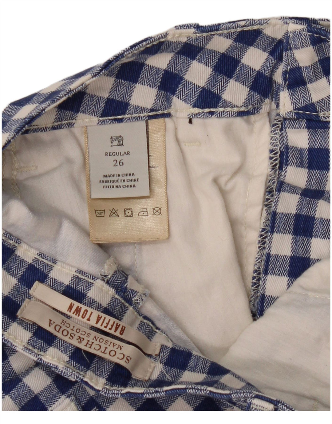 Calça Chino feminina Regular Bootcut Scotch & Soda W26 L26 Azul Gingham