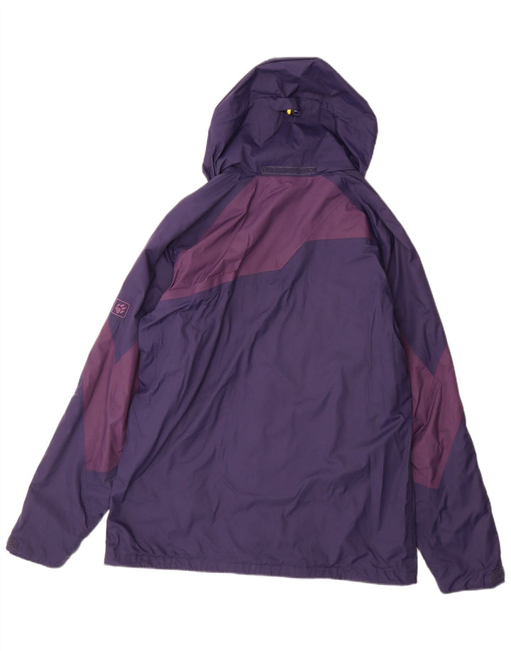 Jaqueta de chuva masculina JACK WOLFSKIN com capuz Reino Unido 40/42 grande bloco colorido roxo