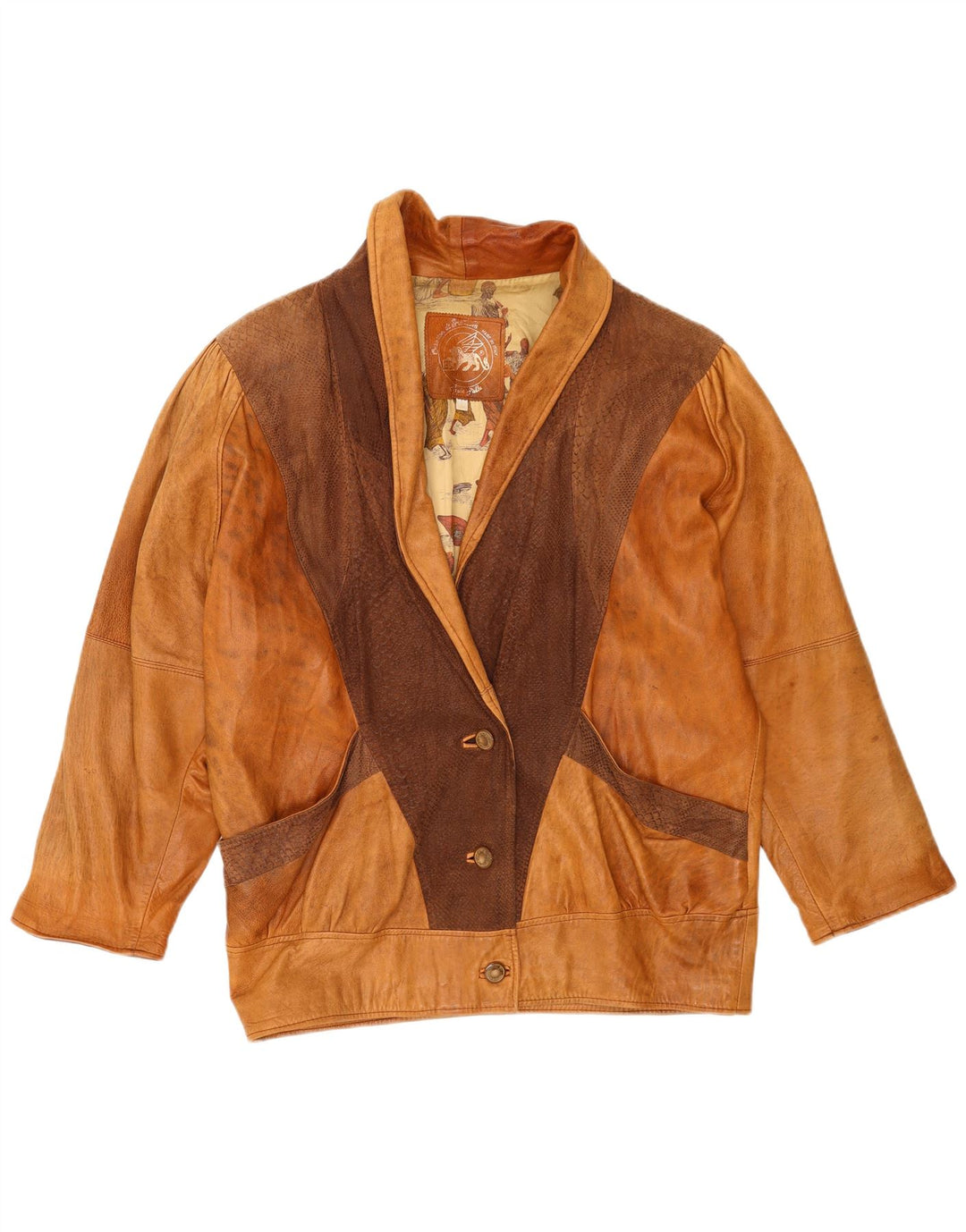 Jaqueta feminina vintage grande Reino Unido 16 grande estampa animal marrom