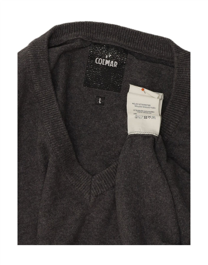 Suéter masculino COLMAR com decote em V grande algodão cinza